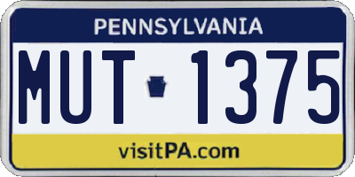 PA license plate MUT1375
