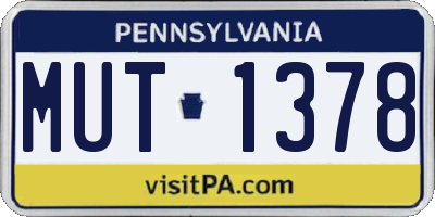 PA license plate MUT1378