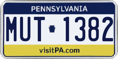 PA license plate MUT1382