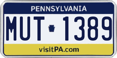 PA license plate MUT1389