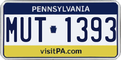PA license plate MUT1393