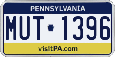 PA license plate MUT1396