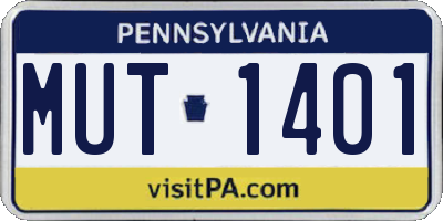 PA license plate MUT1401