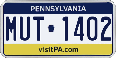 PA license plate MUT1402