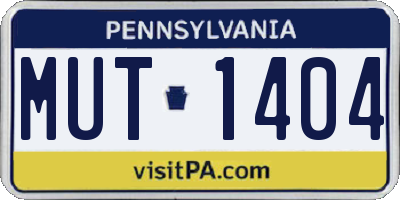 PA license plate MUT1404