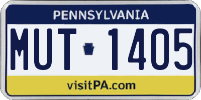 PA license plate MUT1405