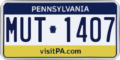 PA license plate MUT1407