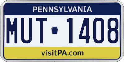 PA license plate MUT1408