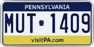 PA license plate MUT1409