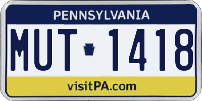 PA license plate MUT1418
