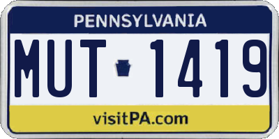 PA license plate MUT1419