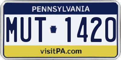 PA license plate MUT1420