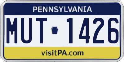 PA license plate MUT1426
