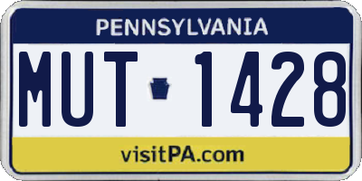 PA license plate MUT1428