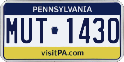 PA license plate MUT1430