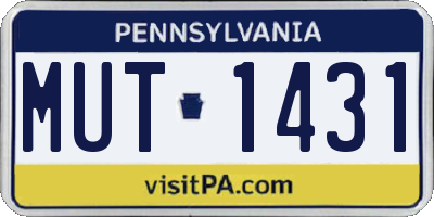 PA license plate MUT1431