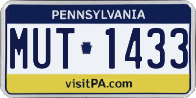PA license plate MUT1433