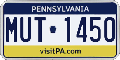 PA license plate MUT1450