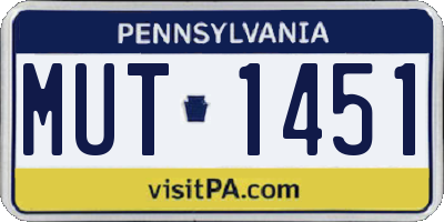 PA license plate MUT1451
