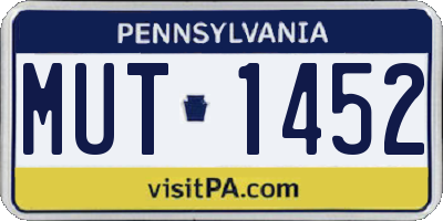 PA license plate MUT1452