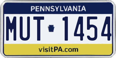 PA license plate MUT1454