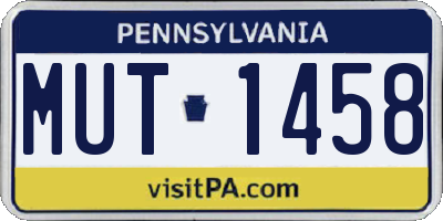 PA license plate MUT1458