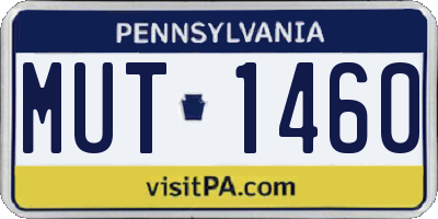 PA license plate MUT1460