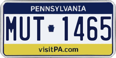PA license plate MUT1465