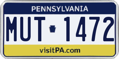 PA license plate MUT1472