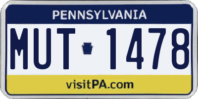 PA license plate MUT1478