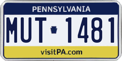 PA license plate MUT1481