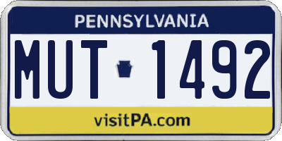 PA license plate MUT1492