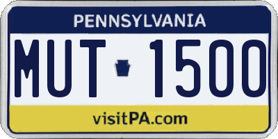 PA license plate MUT1500