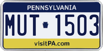 PA license plate MUT1503