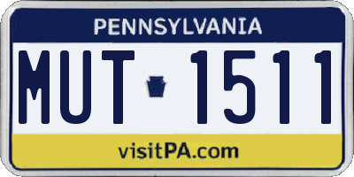 PA license plate MUT1511