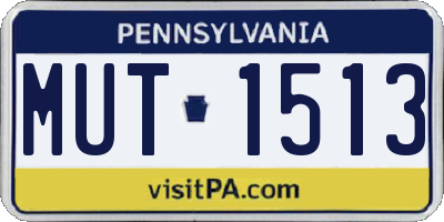 PA license plate MUT1513