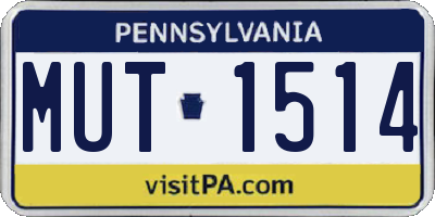 PA license plate MUT1514