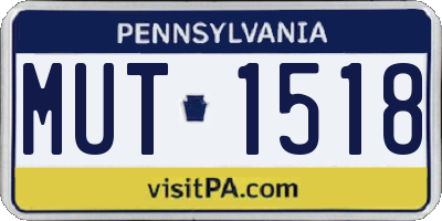 PA license plate MUT1518