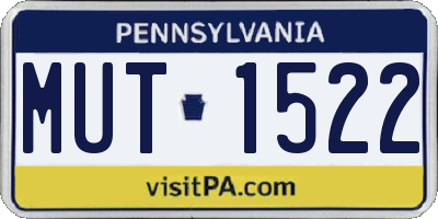PA license plate MUT1522