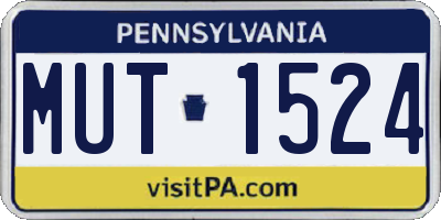 PA license plate MUT1524