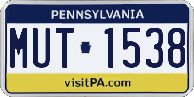 PA license plate MUT1538
