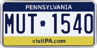 PA license plate MUT1540