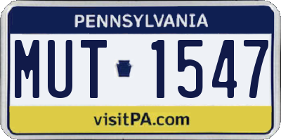 PA license plate MUT1547