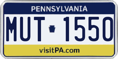 PA license plate MUT1550