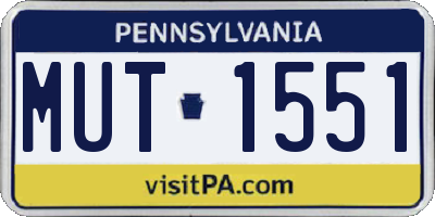 PA license plate MUT1551
