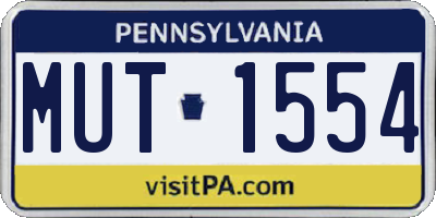PA license plate MUT1554