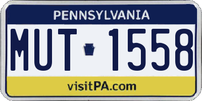 PA license plate MUT1558