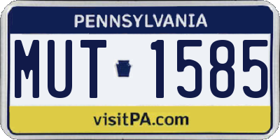 PA license plate MUT1585