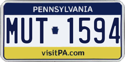 PA license plate MUT1594