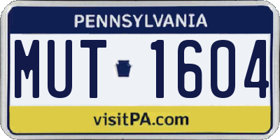 PA license plate MUT1604